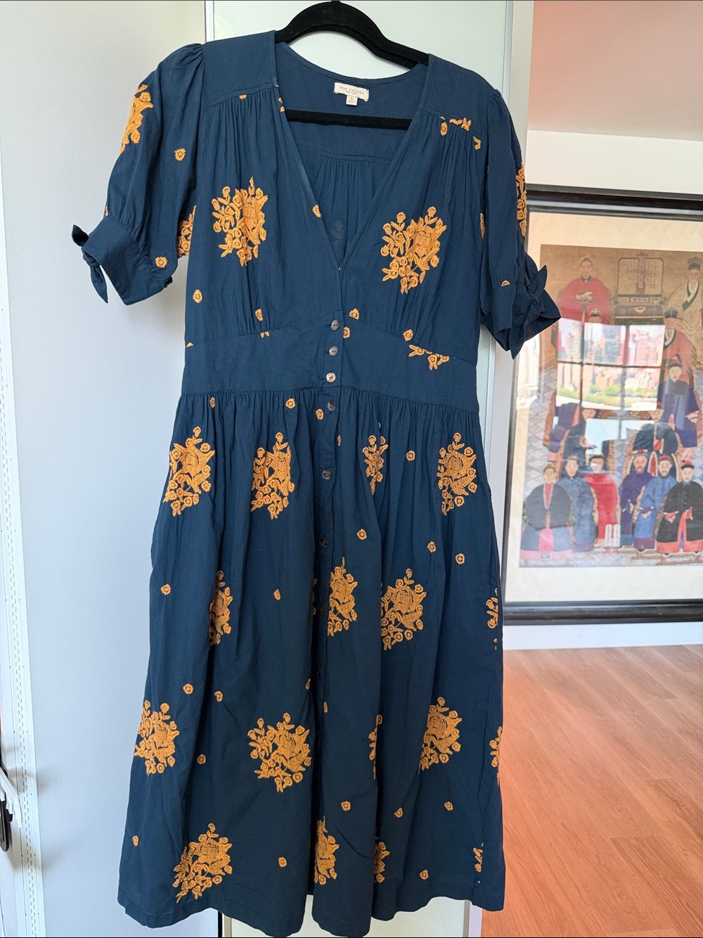 Pink Chicken Navy Blue Dress with Contrast Trim